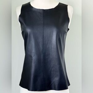 PATTERSON J. KINCAID PJK Black Lamb Leather Zip-Back Tank Top Size Small